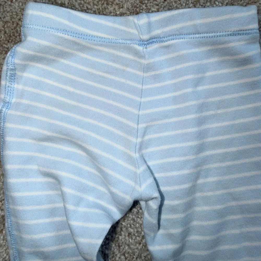Moon and Back Hanna Andersson Baby 4pc Organic Cotton Set Blue White Striped NB